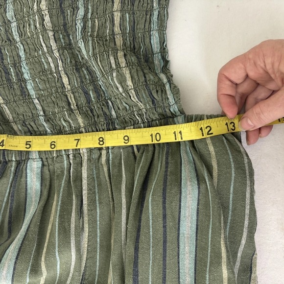 Aerie Linen Strapless Wide Leg Jumpsuit Womens Medium Green Boho Resort Beach - Picture 8 of 10